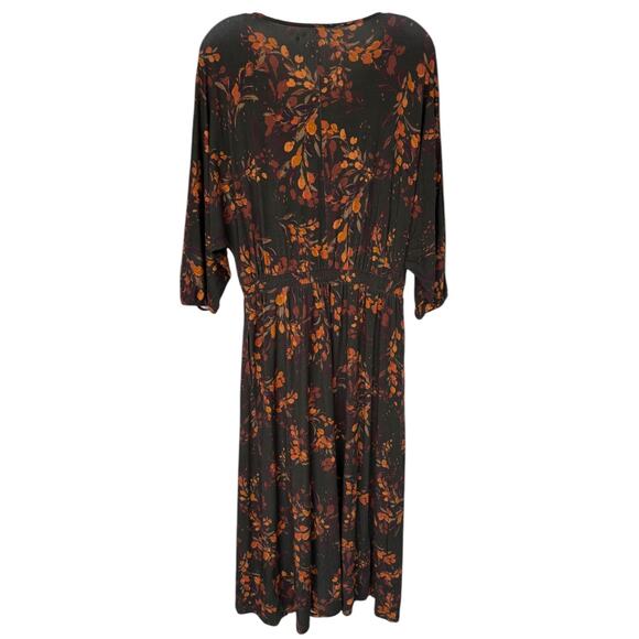 Garnet Hill Tencel Blend Stretchy Floral Surplice Top Wrap Style Dress size M - Picture 3 of 14